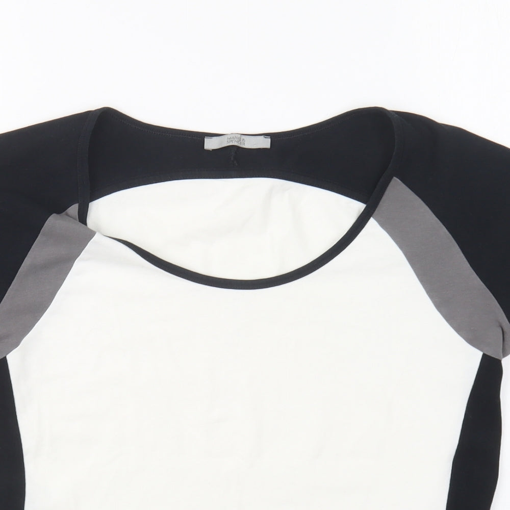 Marks and Spencer Womens White Cotton Basic T-Shirt Size 14 Round Neck