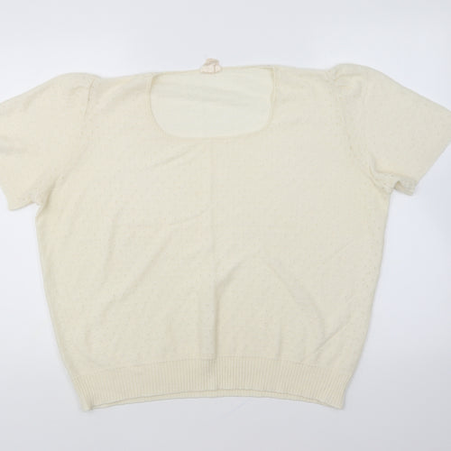 Duke Womens Ivory Round Neck Cotton Pullover Jumper Size 18