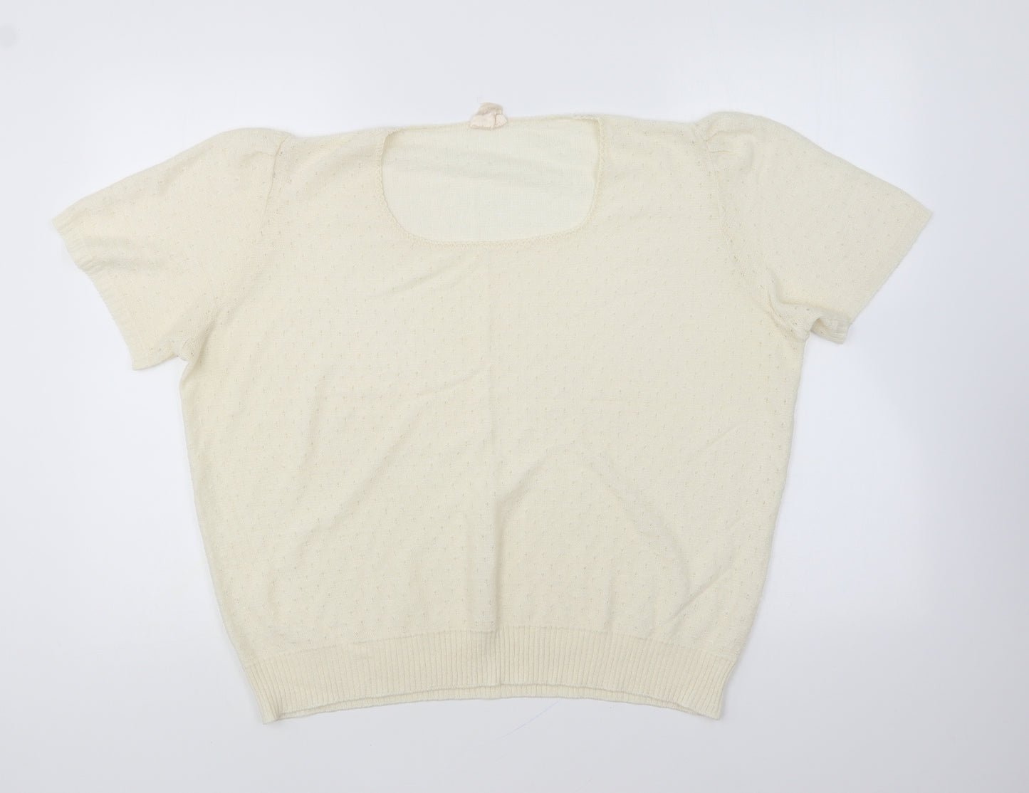 Duke Womens Ivory Round Neck Cotton Pullover Jumper Size 18