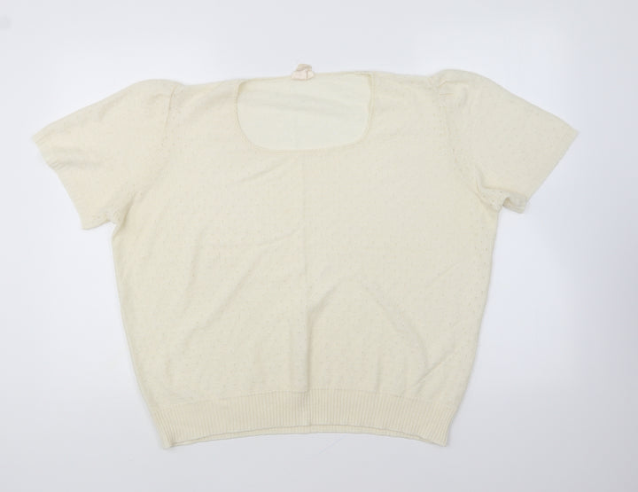 Duke Womens Ivory Round Neck Cotton Pullover Jumper Size 18