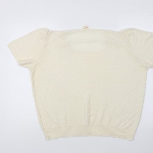 Duke Womens Ivory Round Neck Cotton Pullover Jumper Size 18