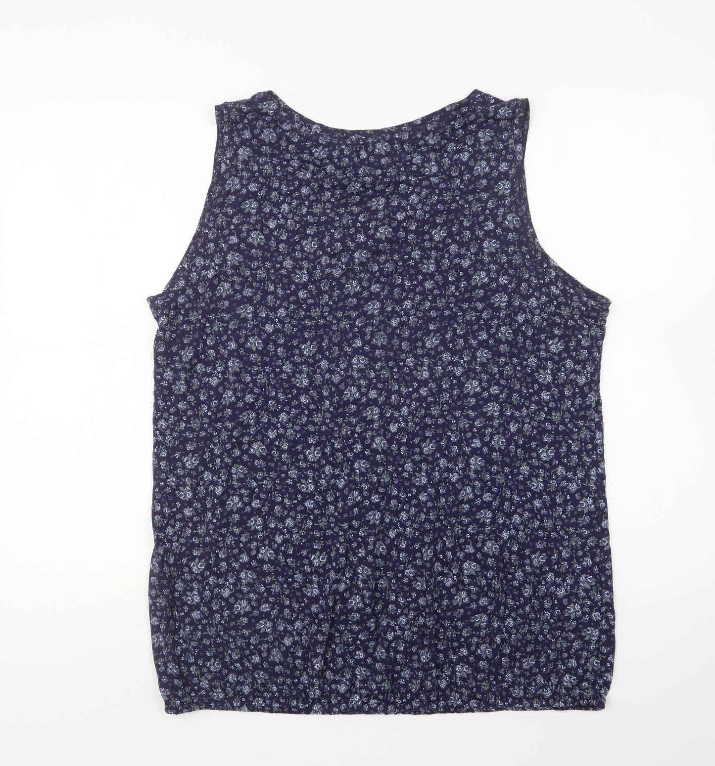 Bonmarché Womens Blue Floral Viscose Basic Blouse Size 16 V-Neck
