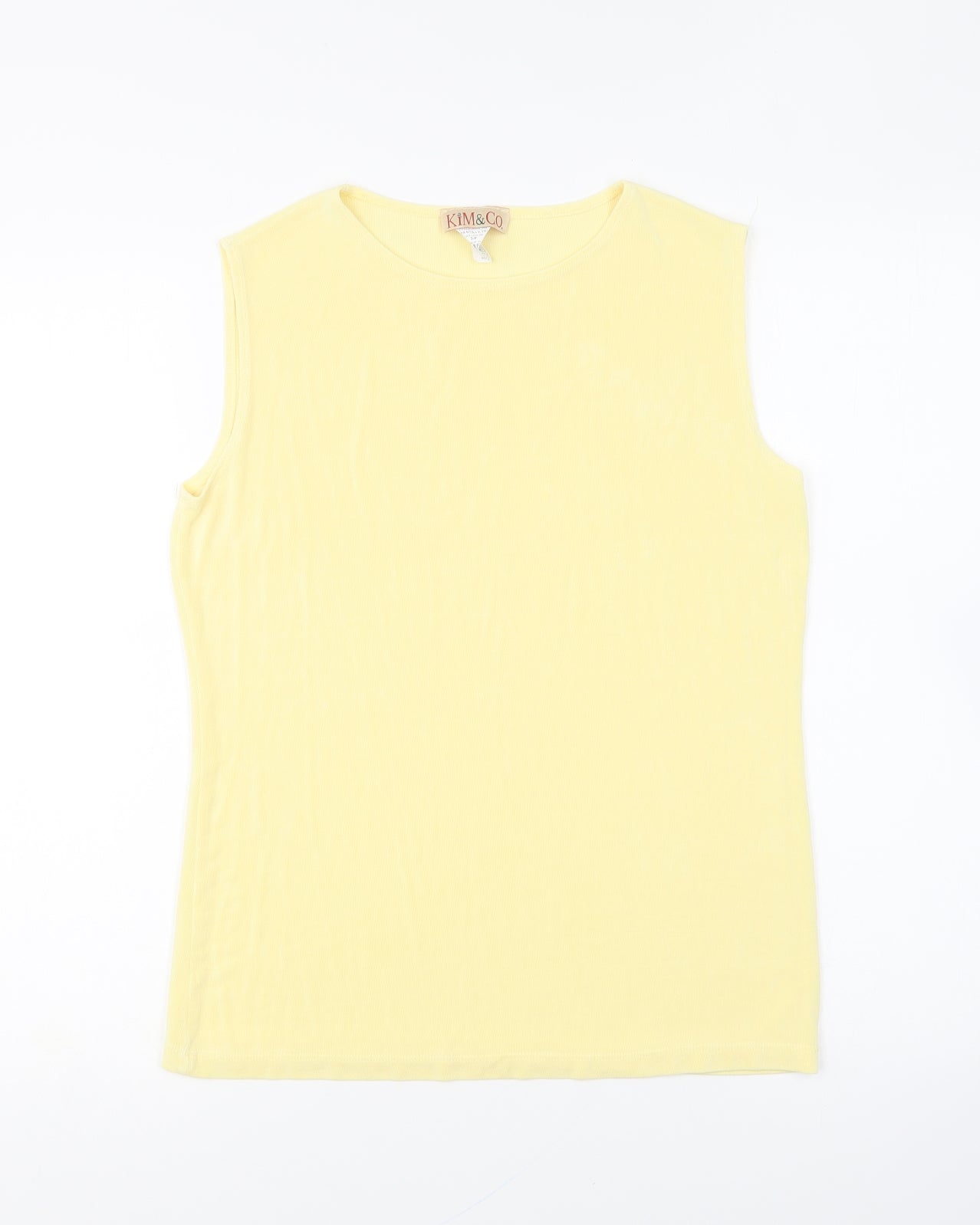 Kim&Co Womens Yellow Acetate Basic Tank Size S Round Neck