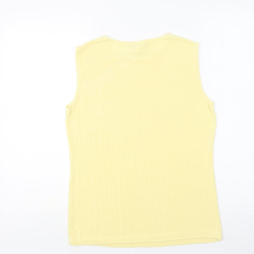 Kim&Co Womens Yellow Acetate Basic Tank Size S Round Neck
