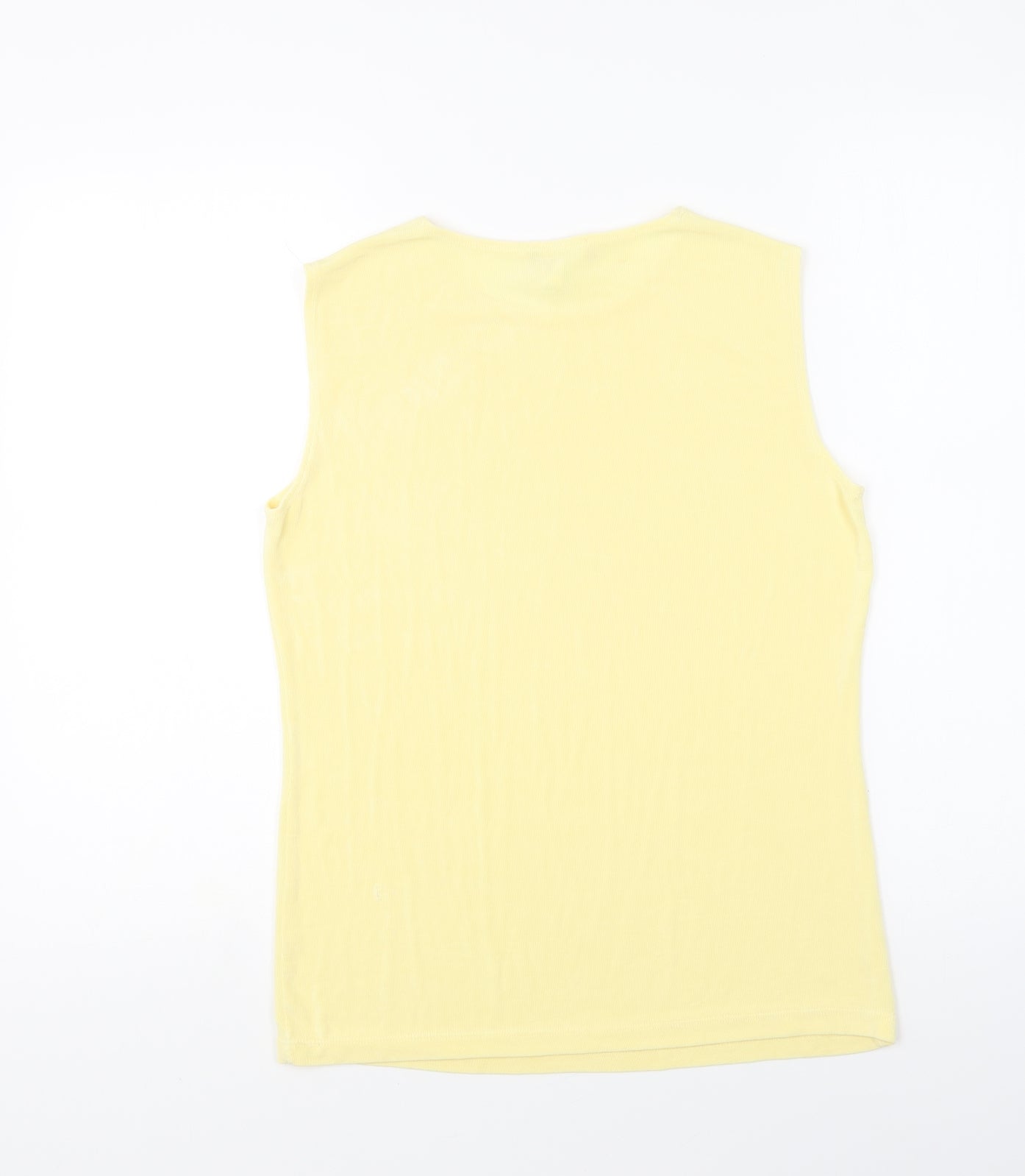 Kim&Co Womens Yellow Acetate Basic Tank Size S Round Neck