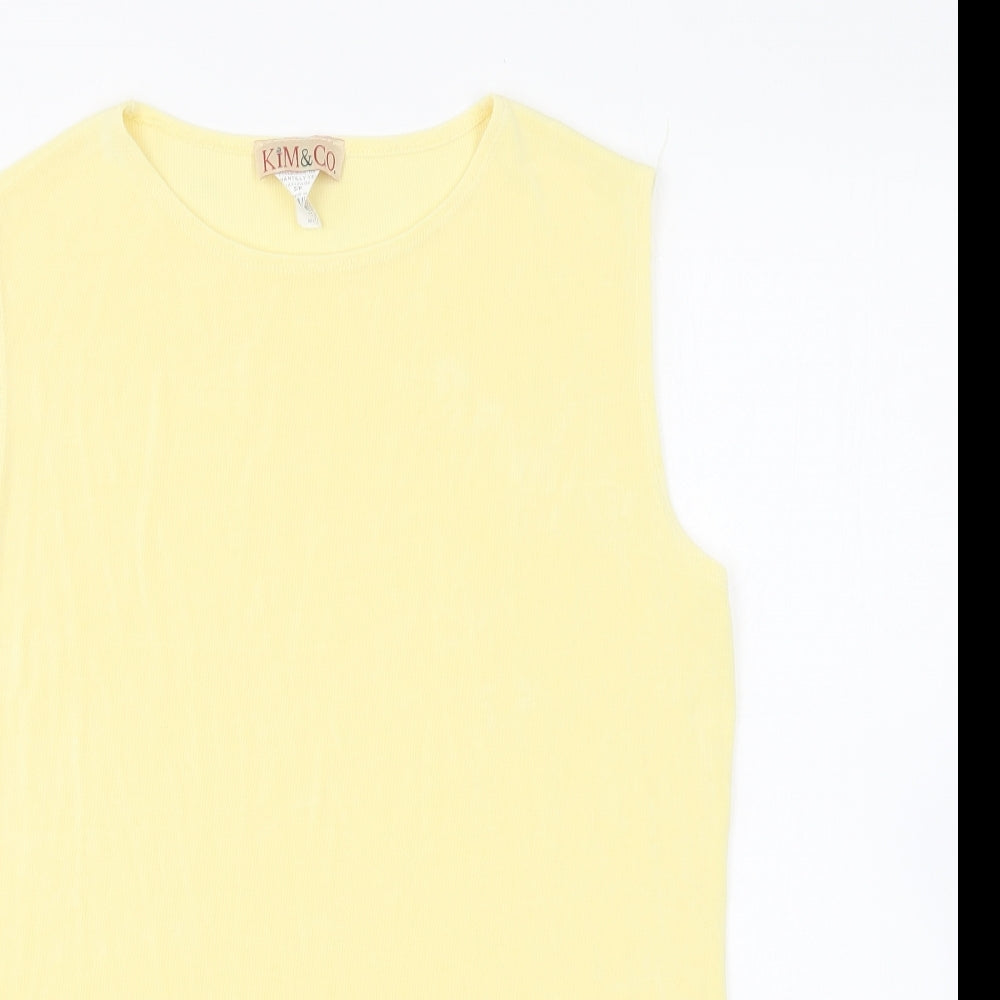Kim&Co Womens Yellow Acetate Basic Tank Size S Round Neck