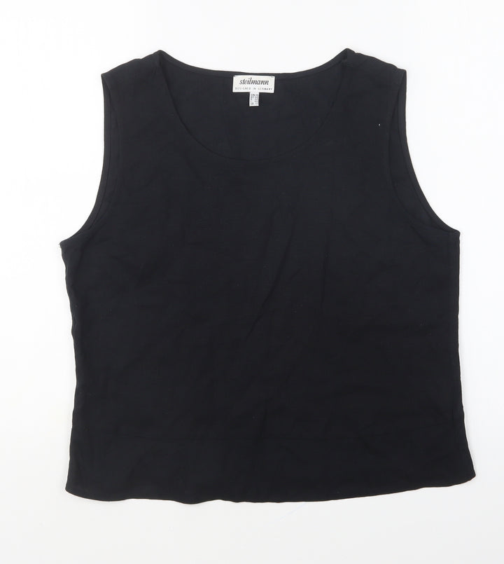 Steilmann Womens Black Viscose Basic Tank Size 12 Round Neck
