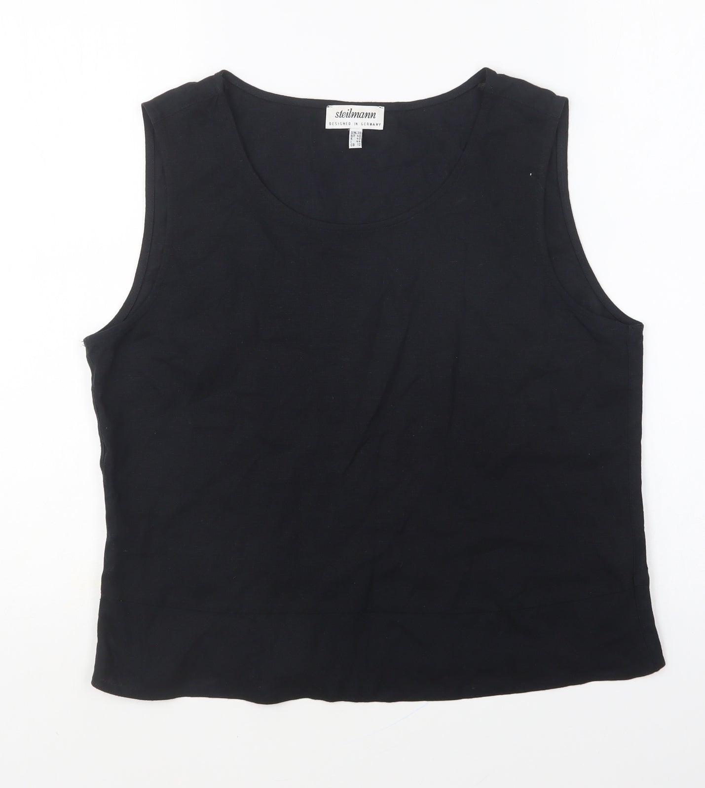Steilmann Womens Black Viscose Basic Tank Size 12 Round Neck