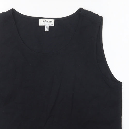 Steilmann Womens Black Viscose Basic Tank Size 12 Round Neck
