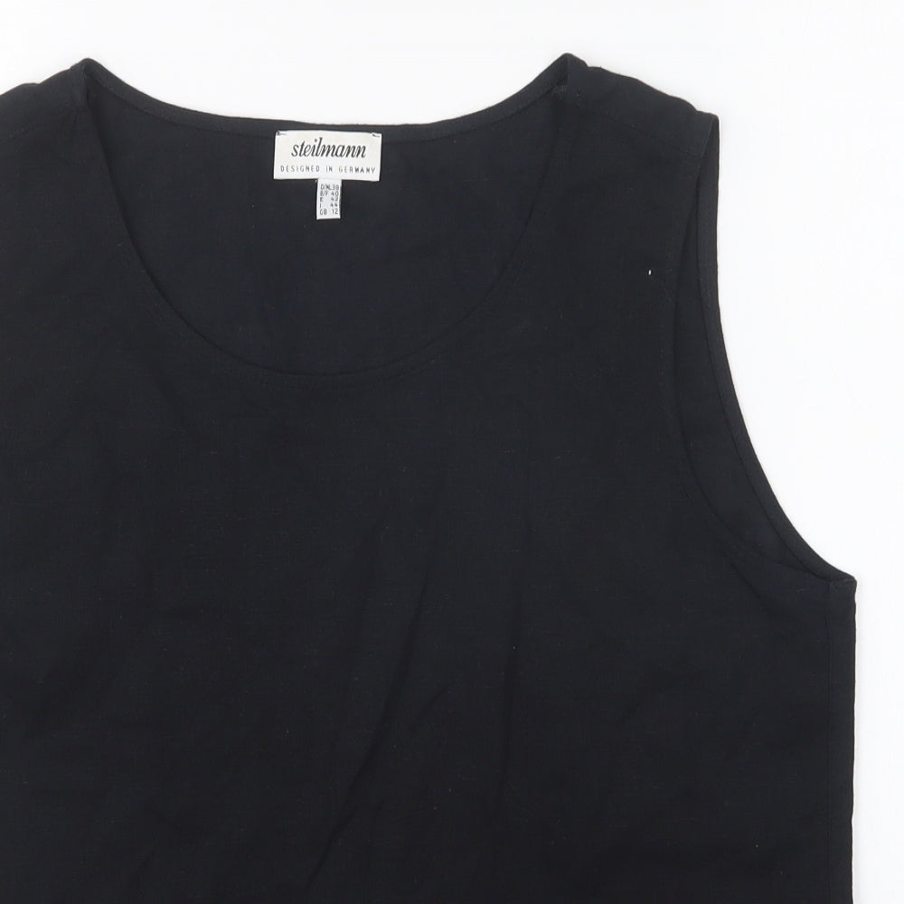 Steilmann Womens Black Viscose Basic Tank Size 12 Round Neck