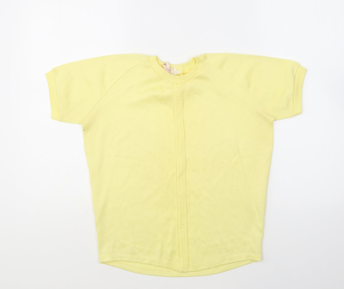 Tricel Womens Yellow Round Neck Polyester Pullover Jumper Size 10