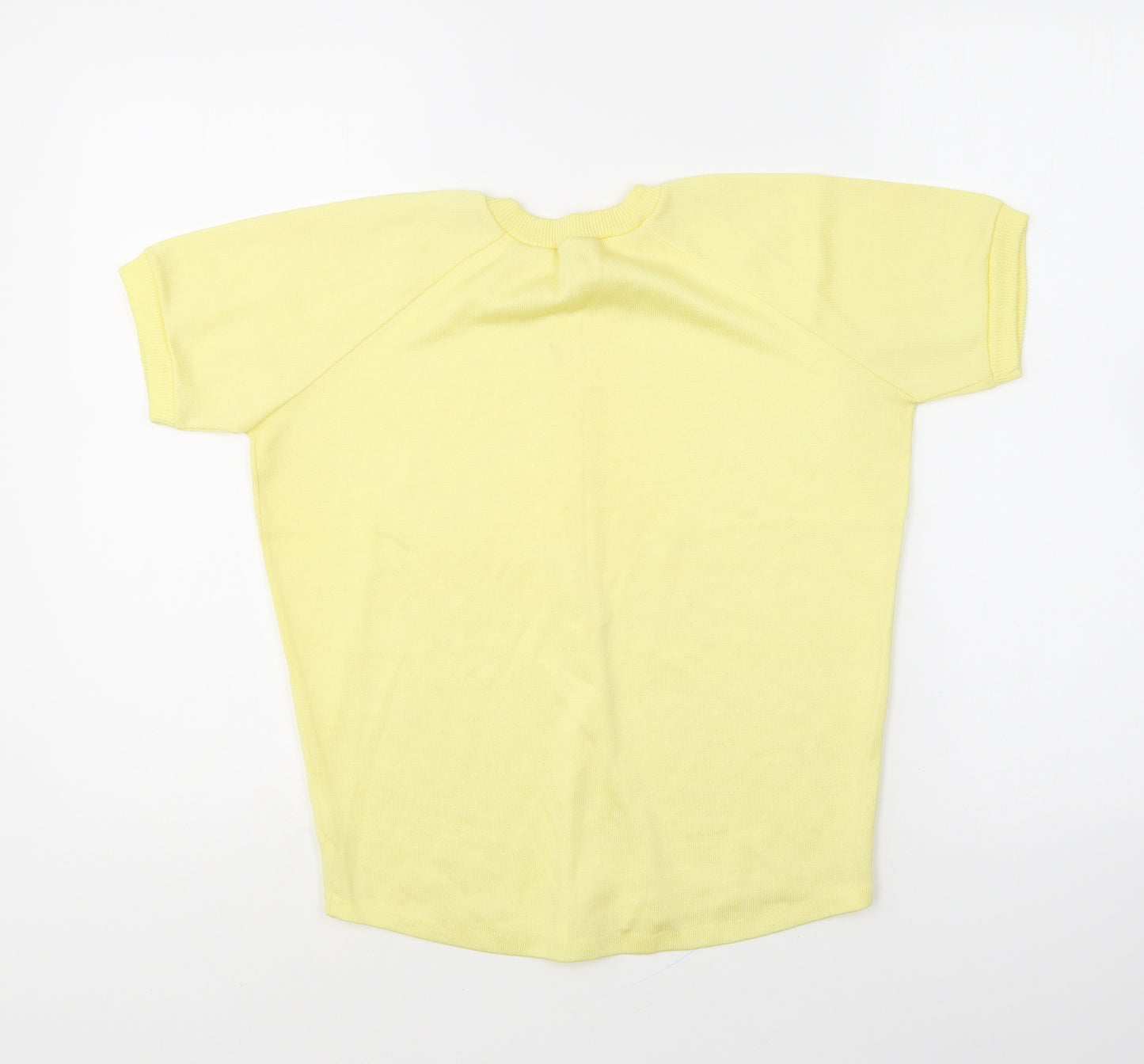 Tricel Womens Yellow Round Neck Polyester Pullover Jumper Size 10