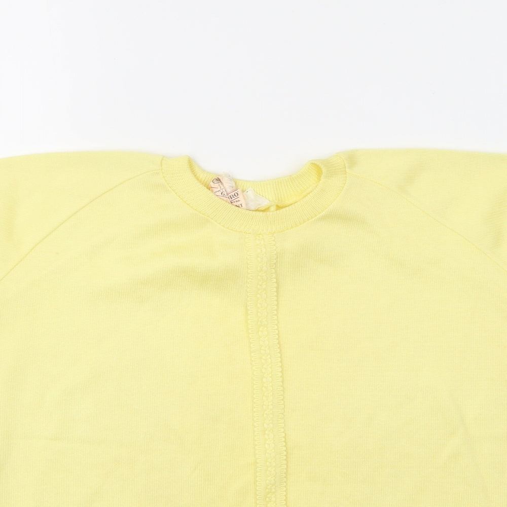 Tricel Womens Yellow Round Neck Polyester Pullover Jumper Size 10