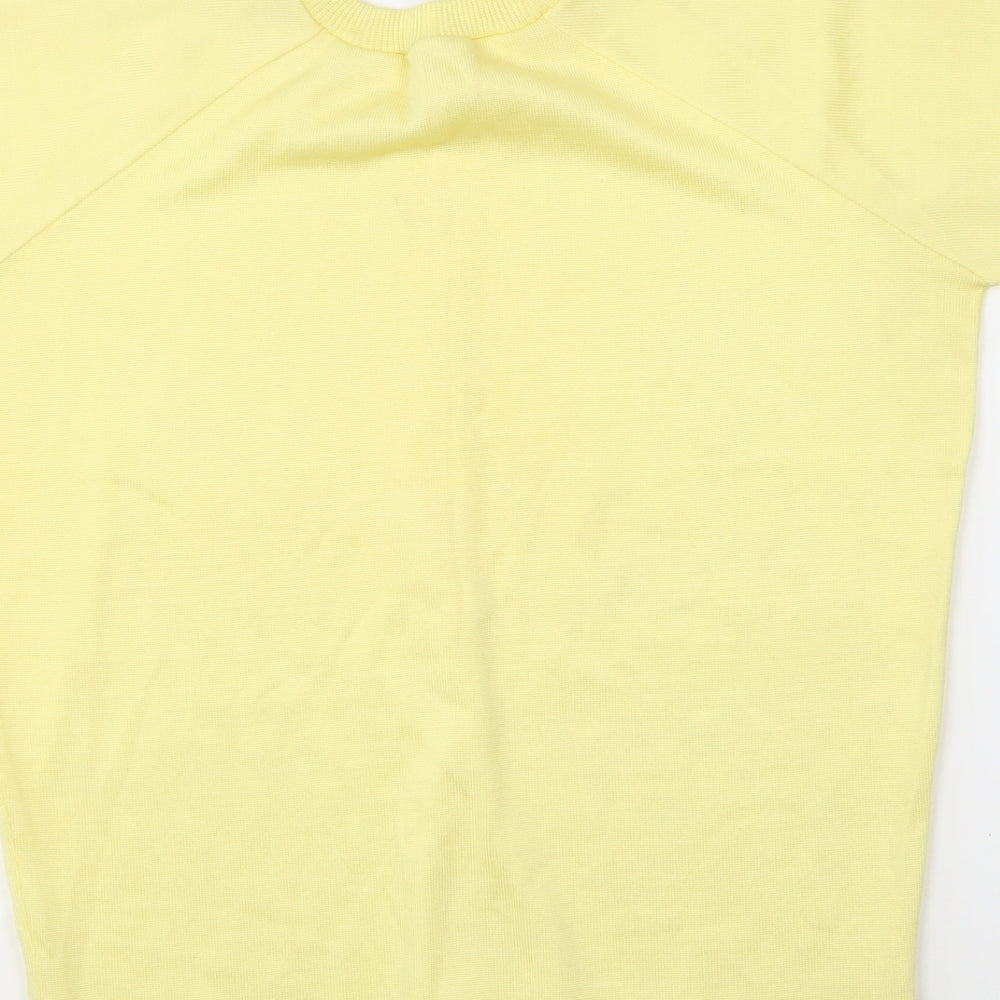 Tricel Womens Yellow Round Neck Polyester Pullover Jumper Size 10