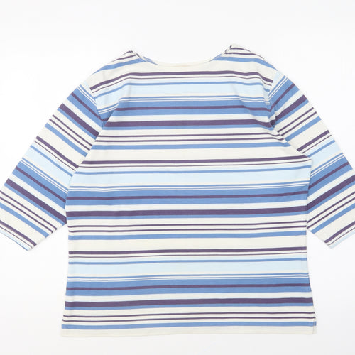 Bonmarché Womens Blue Round Neck Striped Polyester Pullover Jumper Size S