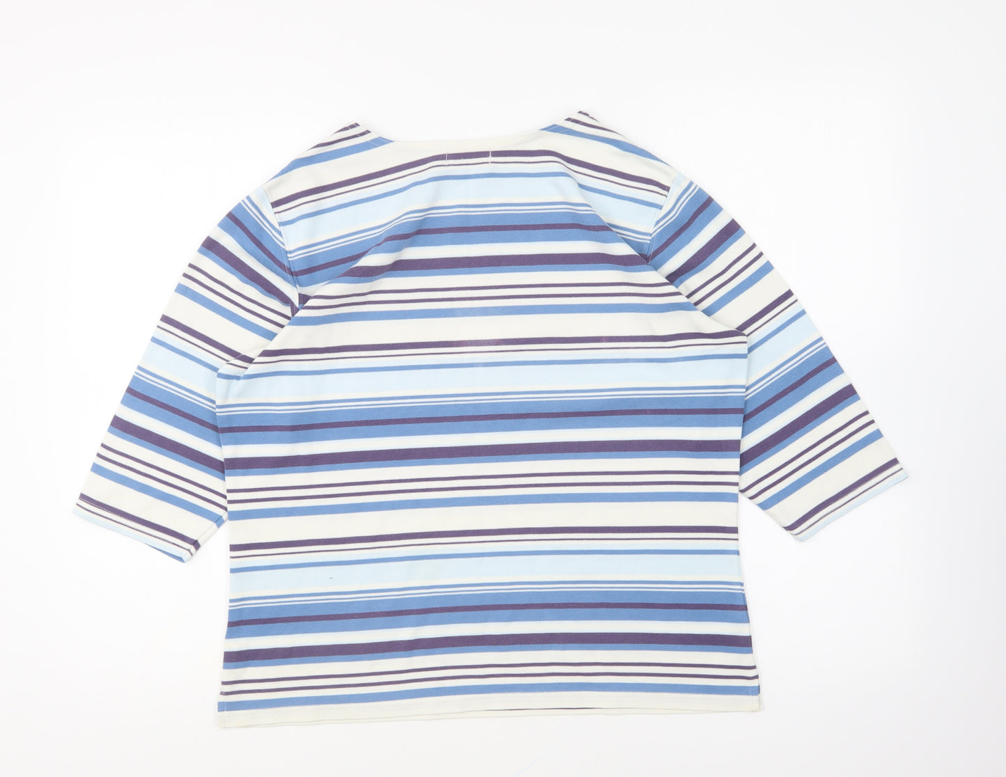 Bonmarché Womens Blue Round Neck Striped Polyester Pullover Jumper Size S