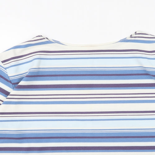 Bonmarché Womens Blue Round Neck Striped Polyester Pullover Jumper Size S
