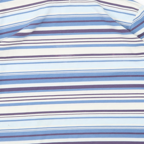 Bonmarché Womens Blue Round Neck Striped Polyester Pullover Jumper Size S