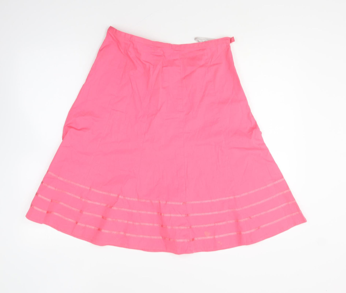 Warehouse Womens Pink Cotton A-Line Skirt Size 12 Zip