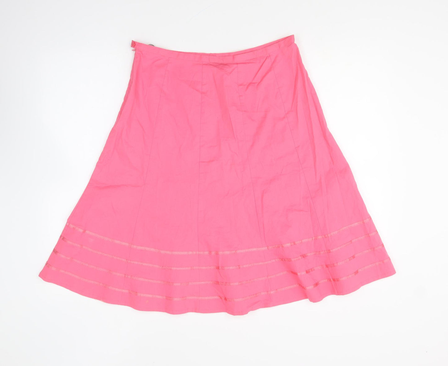Warehouse Womens Pink Cotton A-Line Skirt Size 12 Zip