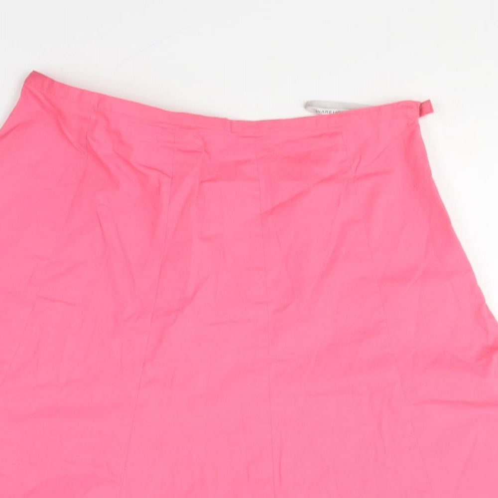 Warehouse Womens Pink Cotton A-Line Skirt Size 12 Zip