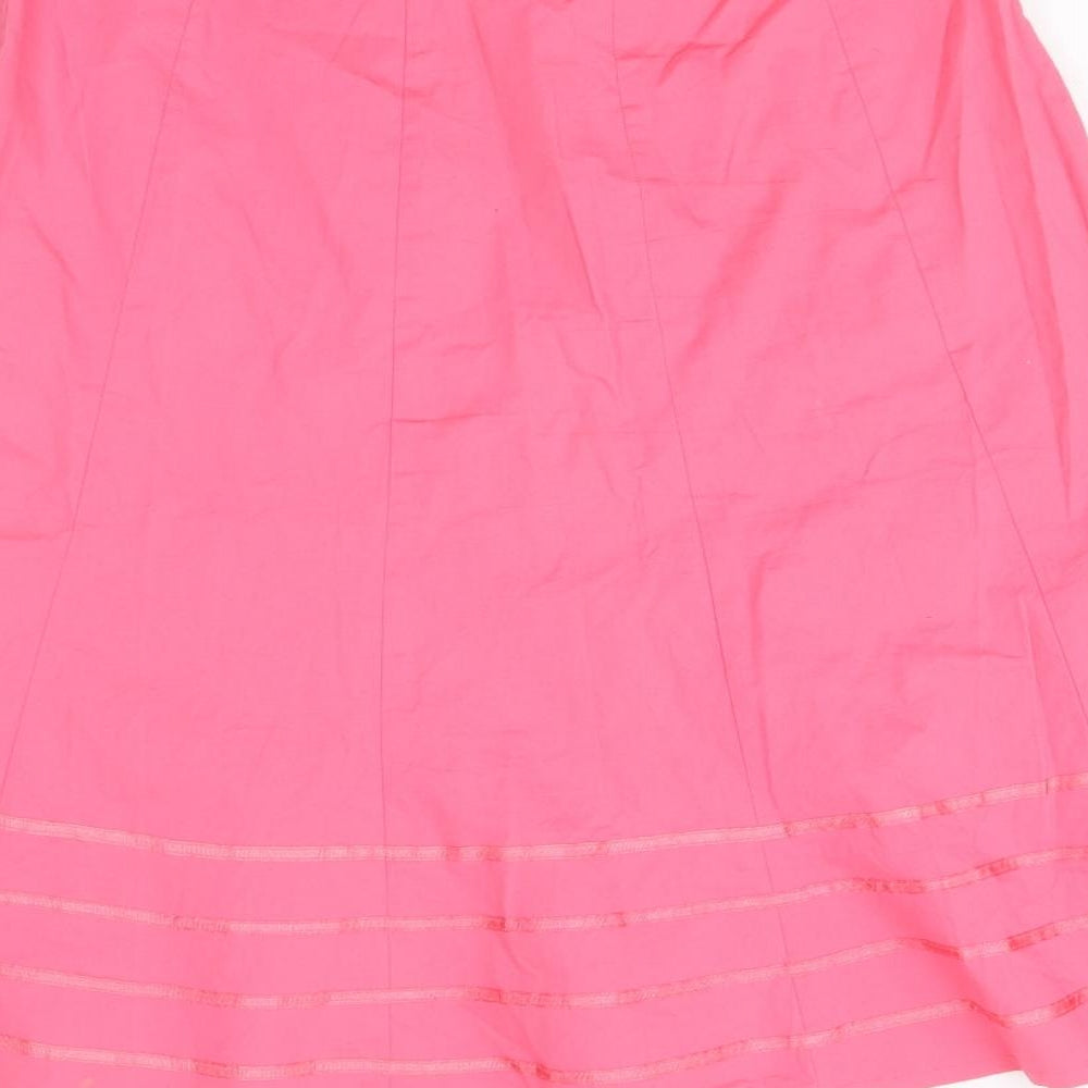 Warehouse Womens Pink Cotton A-Line Skirt Size 12 Zip