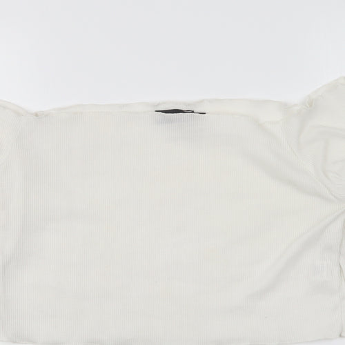 PRETTYLITTLETHING Womens White Polyester Cropped T-Shirt Size 16 Boat Neck