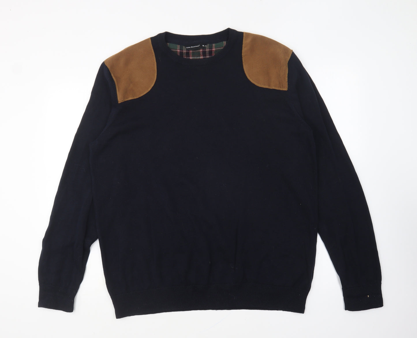 Cedar Wood State Mens Blue Round Neck Cotton Pullover Jumper Size XL