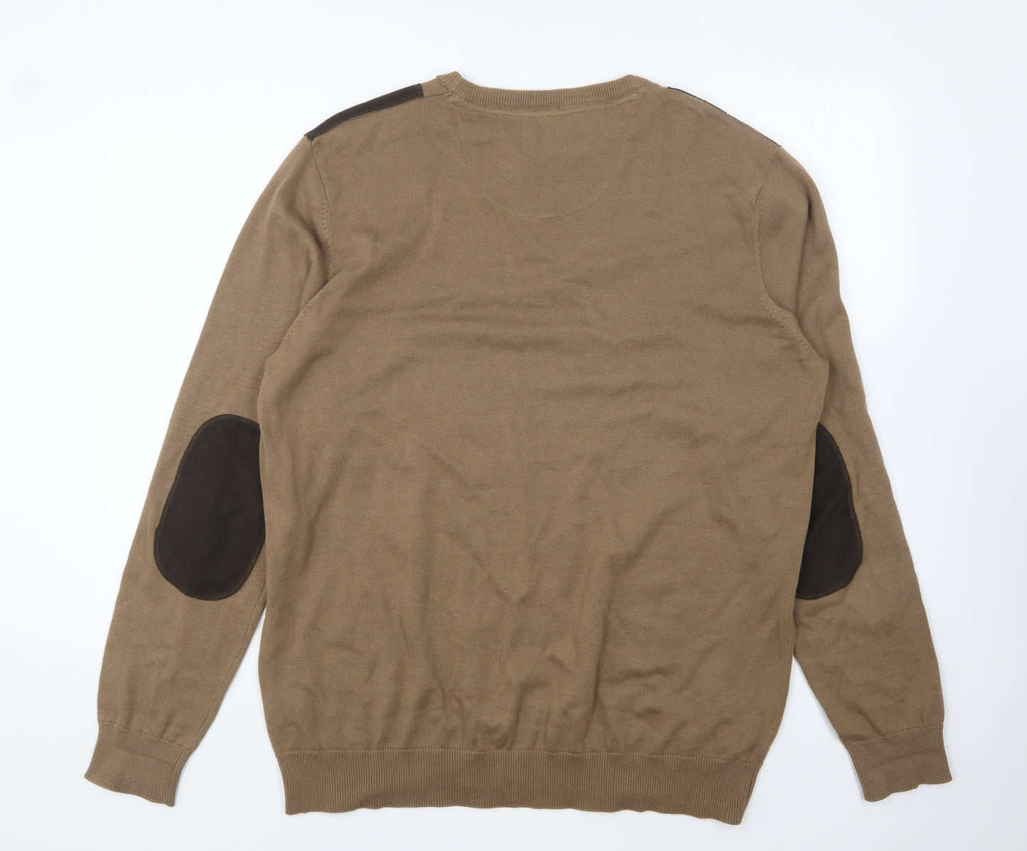 Cedar Wood State Mens Brown Round Neck Cotton Pullover Jumper Size XL