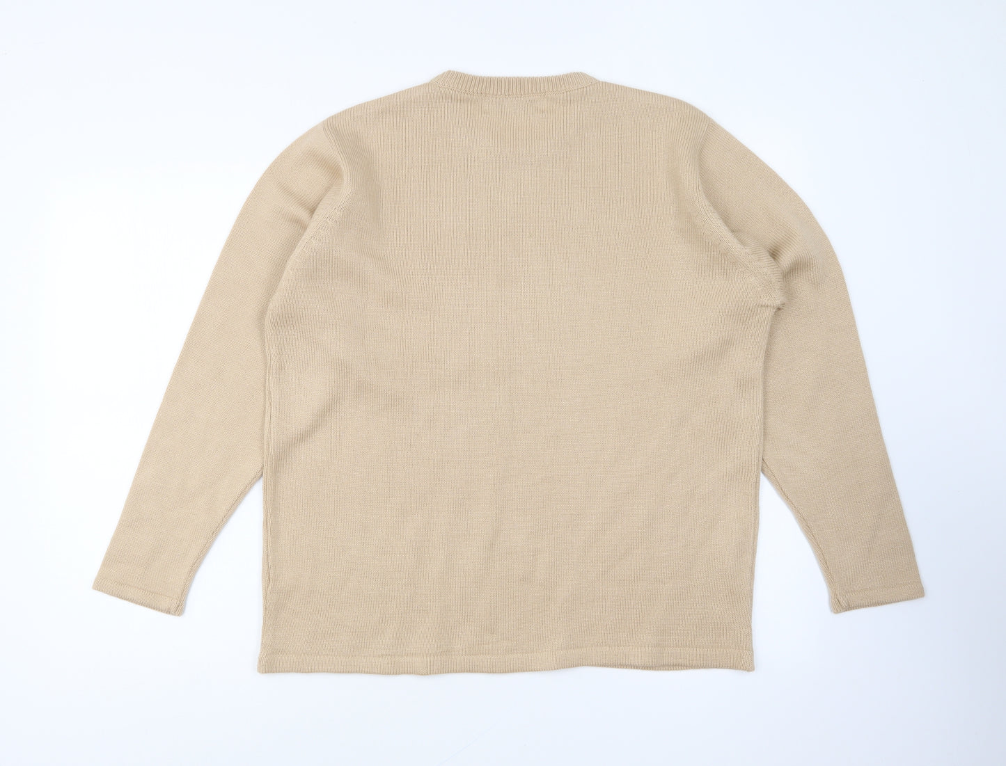 Jan Eva Womens Brown Round Neck Acrylic Pullover Jumper Size L