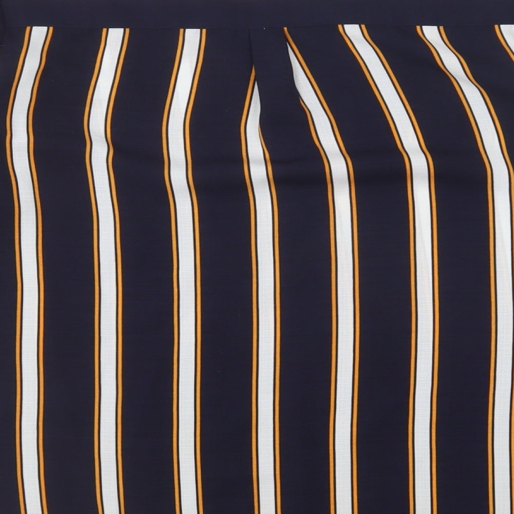 F&F Womens Blue Striped Polyester Basic Blouse Size 14 V-Neck