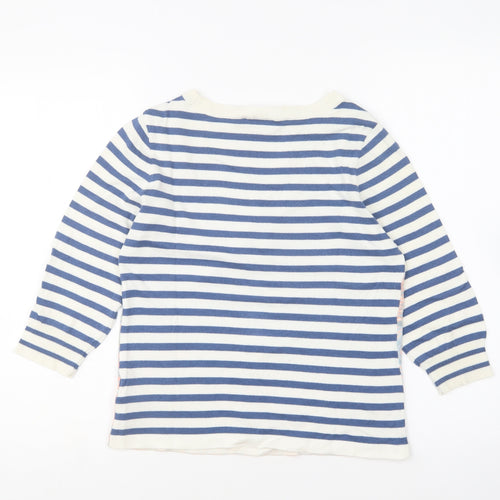 Oui Womens Multicoloured Round Neck Striped Cotton Pullover Jumper Size 10