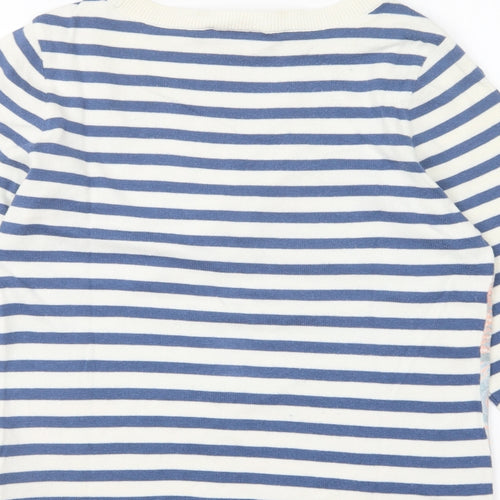 Oui Womens Multicoloured Round Neck Striped Cotton Pullover Jumper Size 10