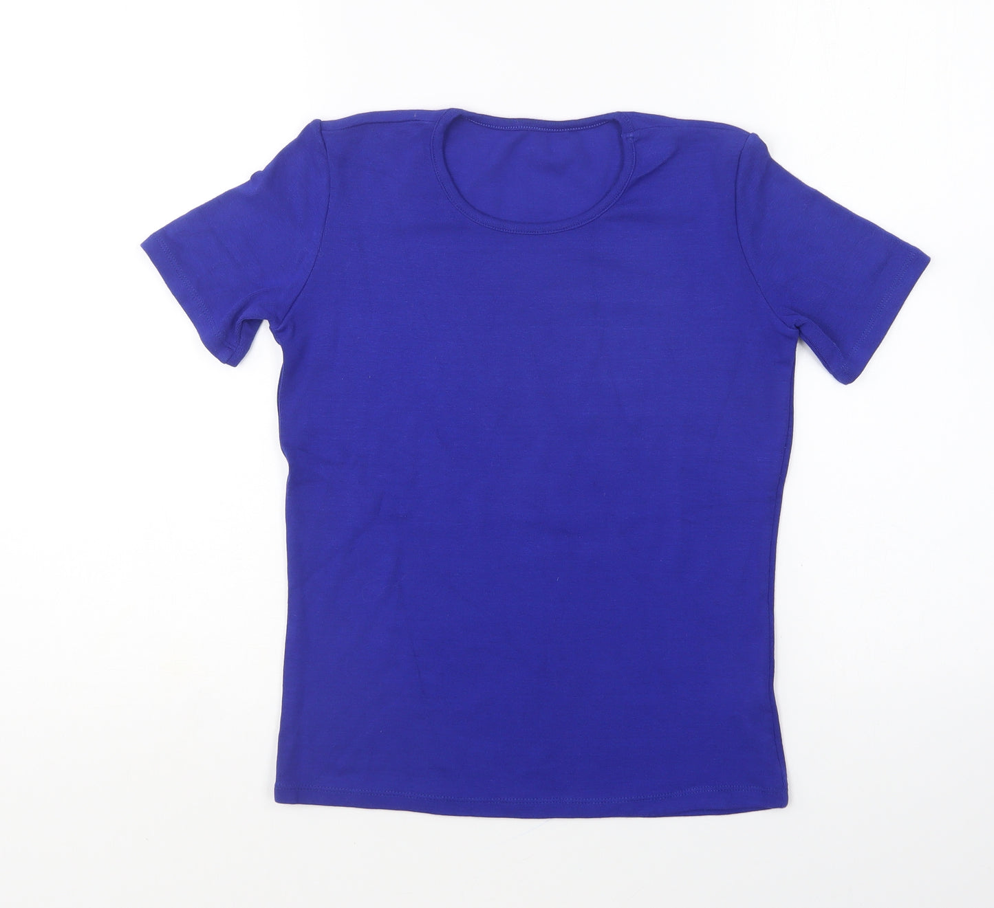 Marks and Spencer Womens Blue Viscose Basic T-Shirt Size 8 Round Neck