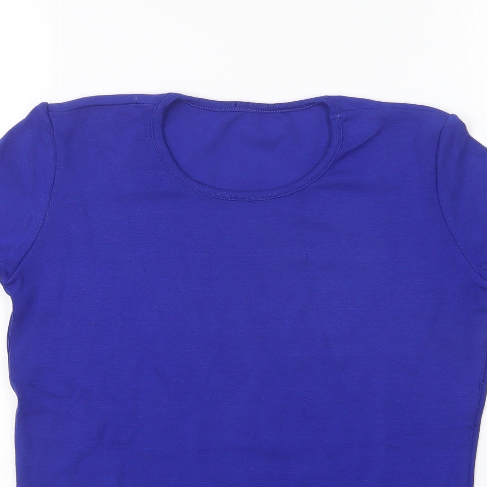 Marks and Spencer Womens Blue Viscose Basic T-Shirt Size 8 Round Neck