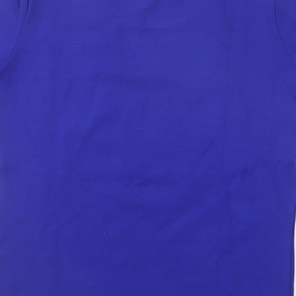 Marks and Spencer Womens Blue Viscose Basic T-Shirt Size 8 Round Neck