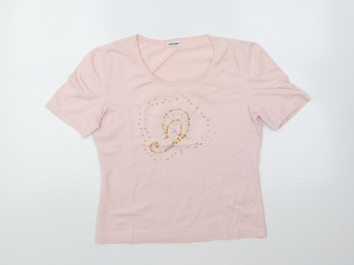 Gerry Weber Womens Pink Polyester Basic T-Shirt Size 12 Round Neck