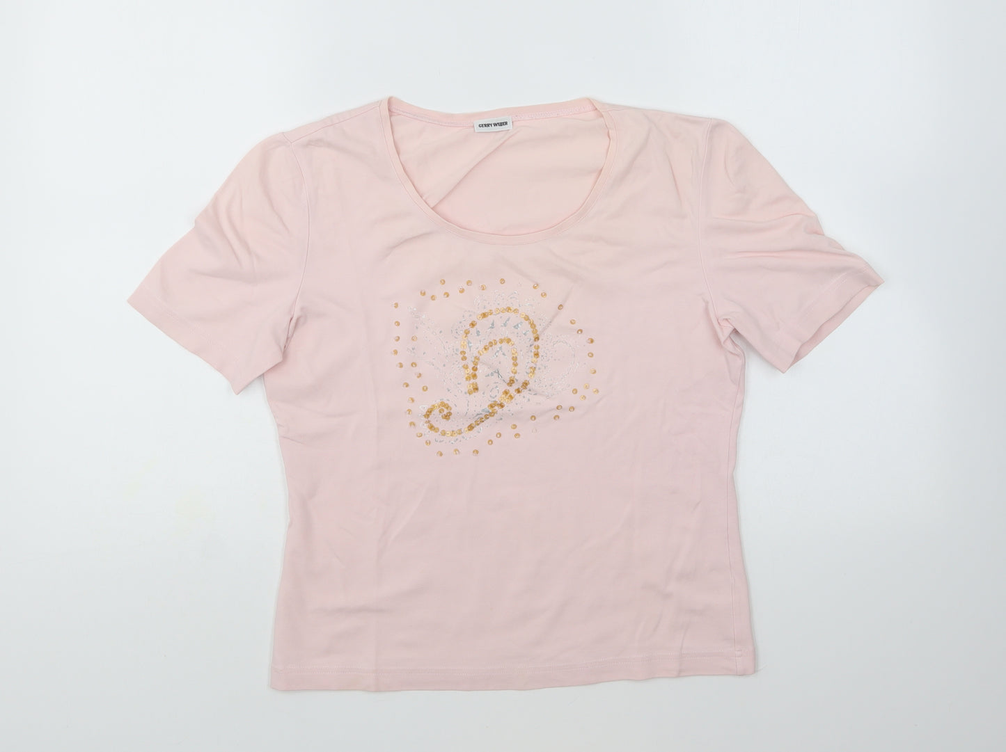 Gerry Weber Womens Pink Polyester Basic T-Shirt Size 12 Round Neck