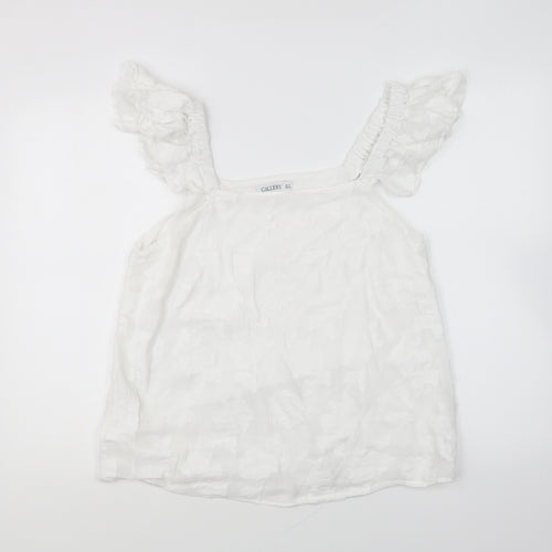 Gallery Womens White Viscose Basic Blouse Size 12 Square Neck