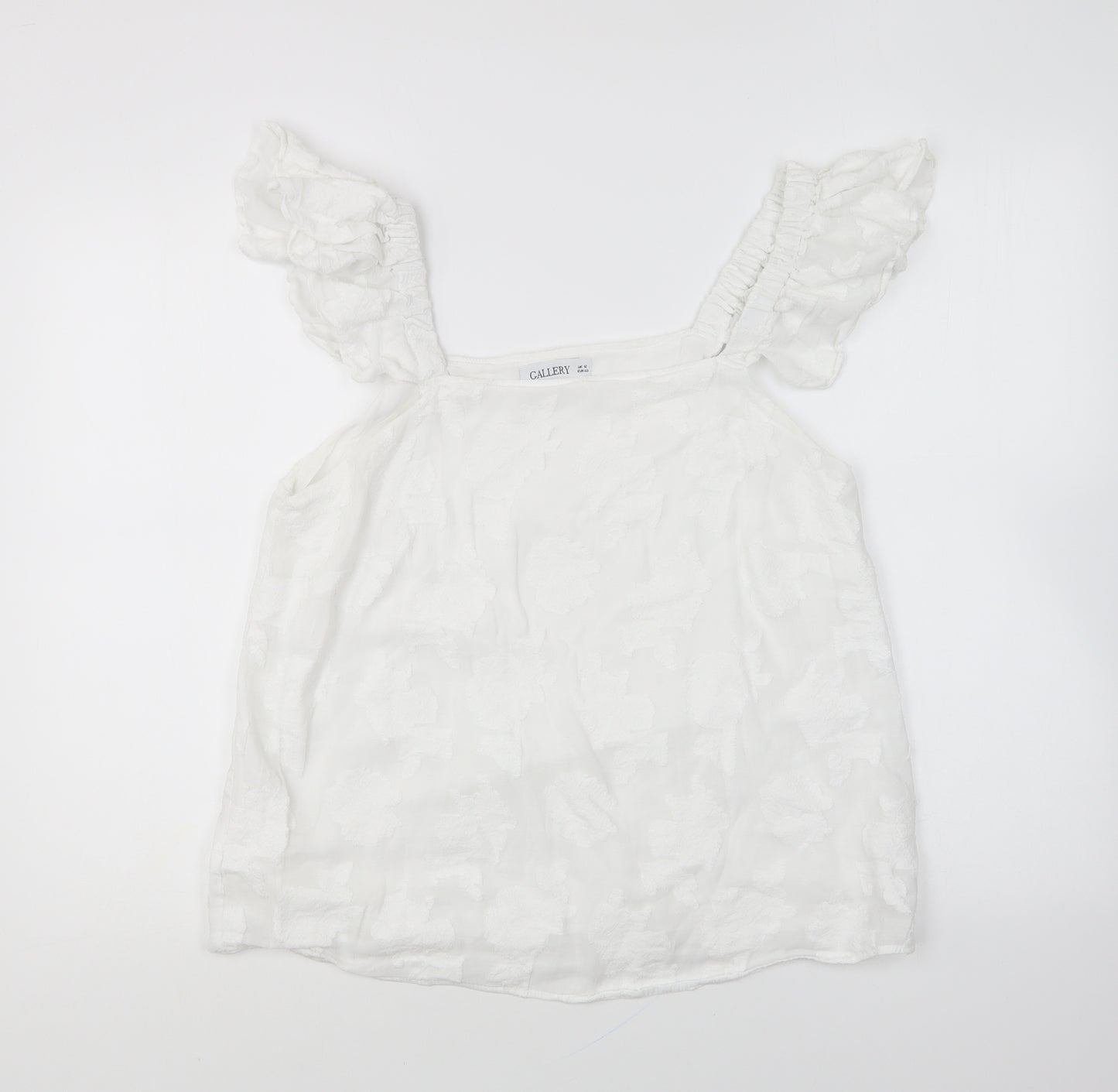 Gallery Womens White Viscose Basic Blouse Size 12 Square Neck