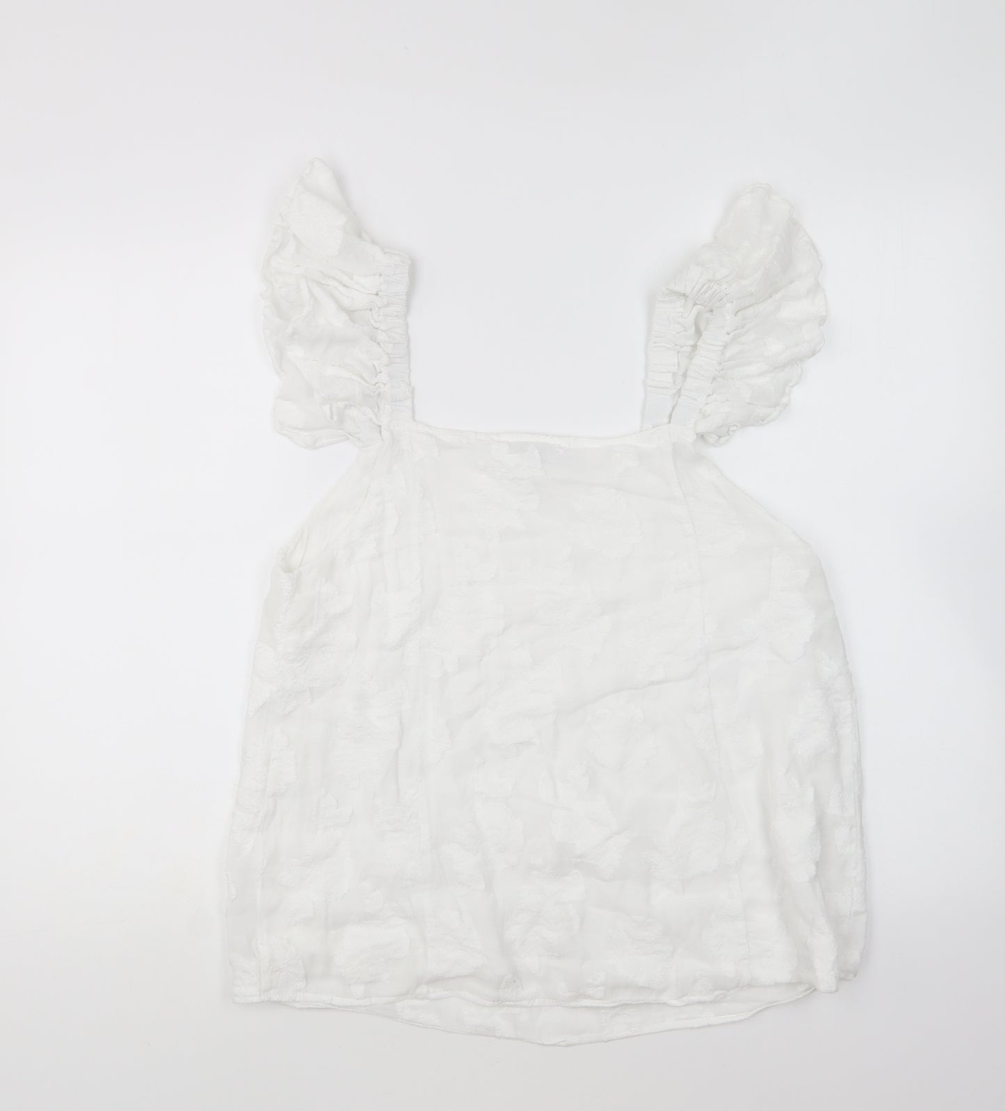 Gallery Womens White Viscose Basic Blouse Size 12 Square Neck