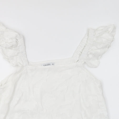 Gallery Womens White Viscose Basic Blouse Size 12 Square Neck