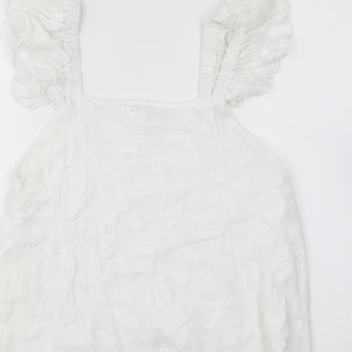 Gallery Womens White Viscose Basic Blouse Size 12 Square Neck