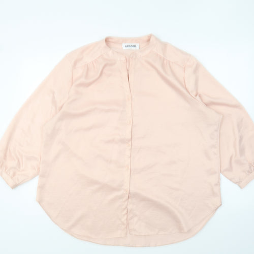 Gerard Womens Pink Polyester Basic Button-Up Size 18 V-Neck