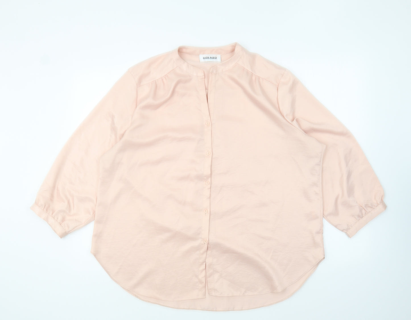 Gerard Womens Pink Polyester Basic Button-Up Size 18 V-Neck