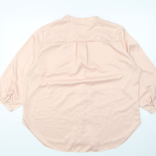 Gerard Womens Pink Polyester Basic Button-Up Size 18 V-Neck