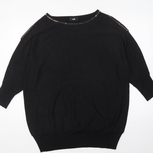 Wallis Womens Black Round Neck Viscose Pullover Jumper Size L