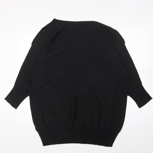 Wallis Womens Black Round Neck Viscose Pullover Jumper Size L