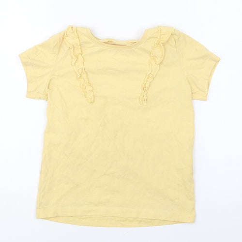 Primark Girls Yellow Polyester Basic T-Shirt Size 9-10 Years Round Neck Pullover