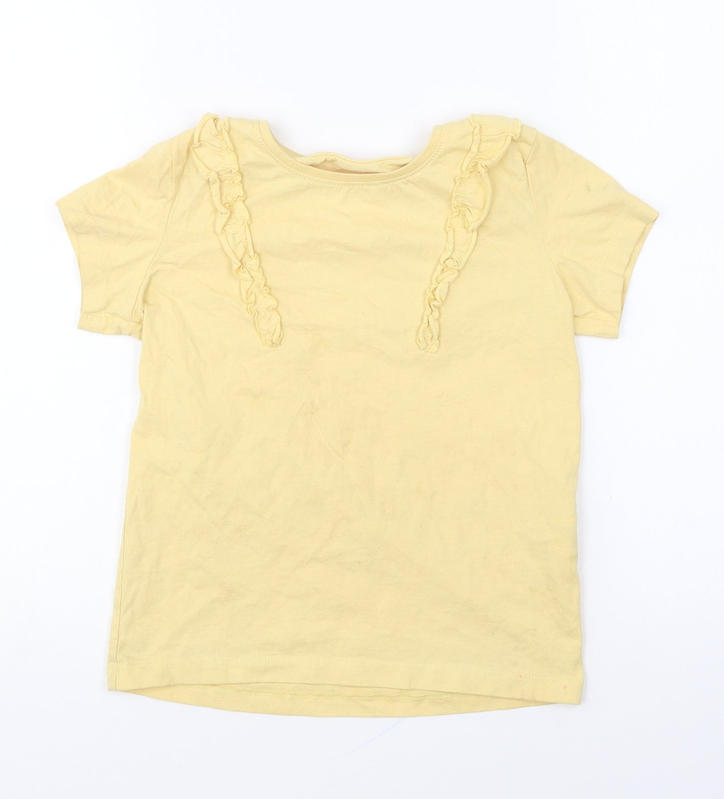 Primark Girls Yellow Polyester Basic T-Shirt Size 9-10 Years Round Neck Pullover